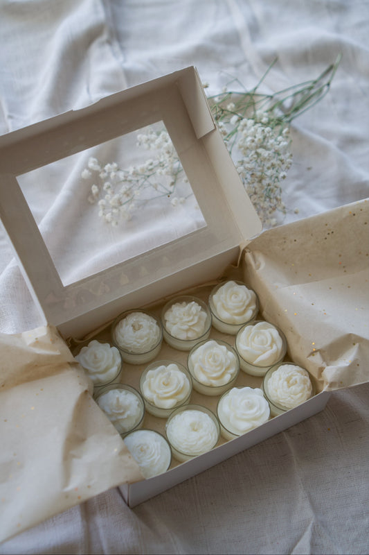 Floral Tea Light Candles - set of 12