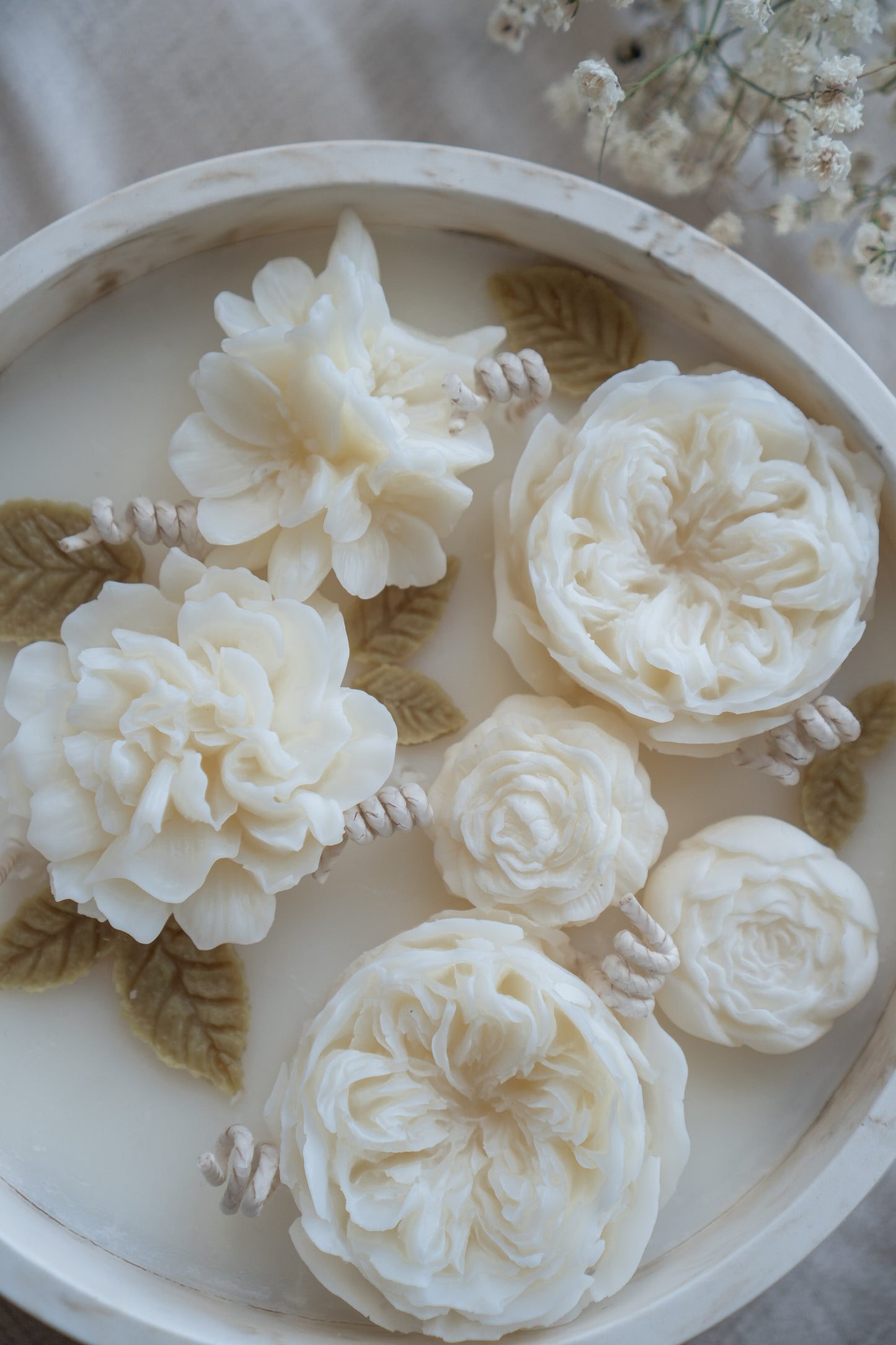 ELIA Candle – Floral Sculptural Candle in Stone Vessel