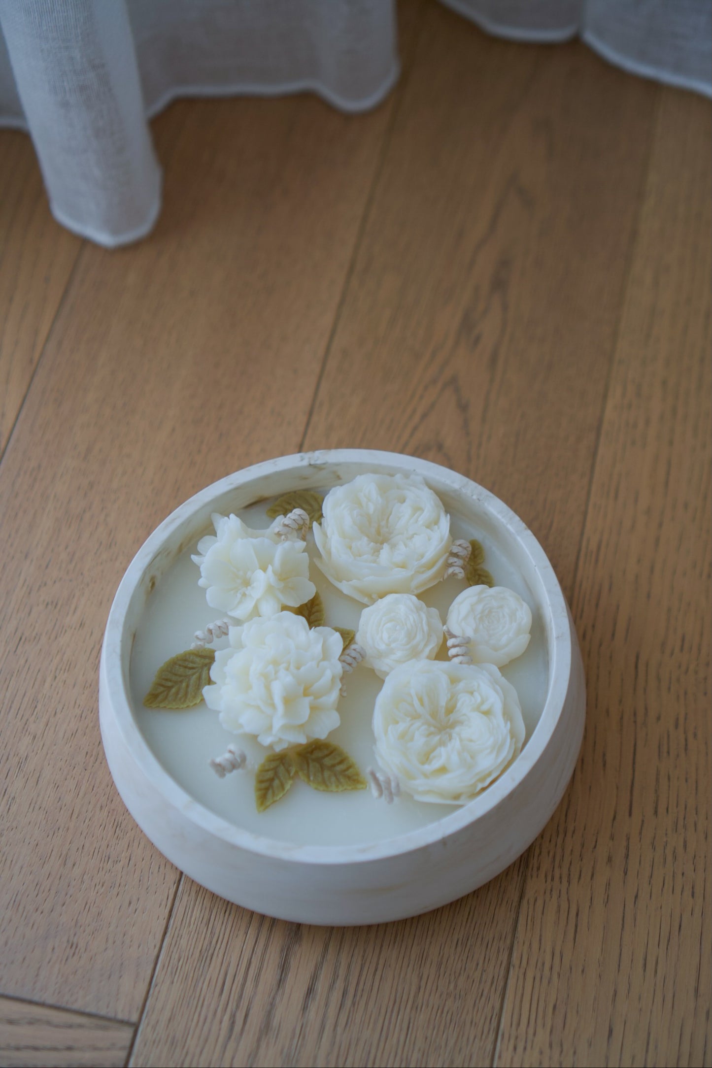 ELIA Candle – Floral Sculptural Candle in Stone Vessel