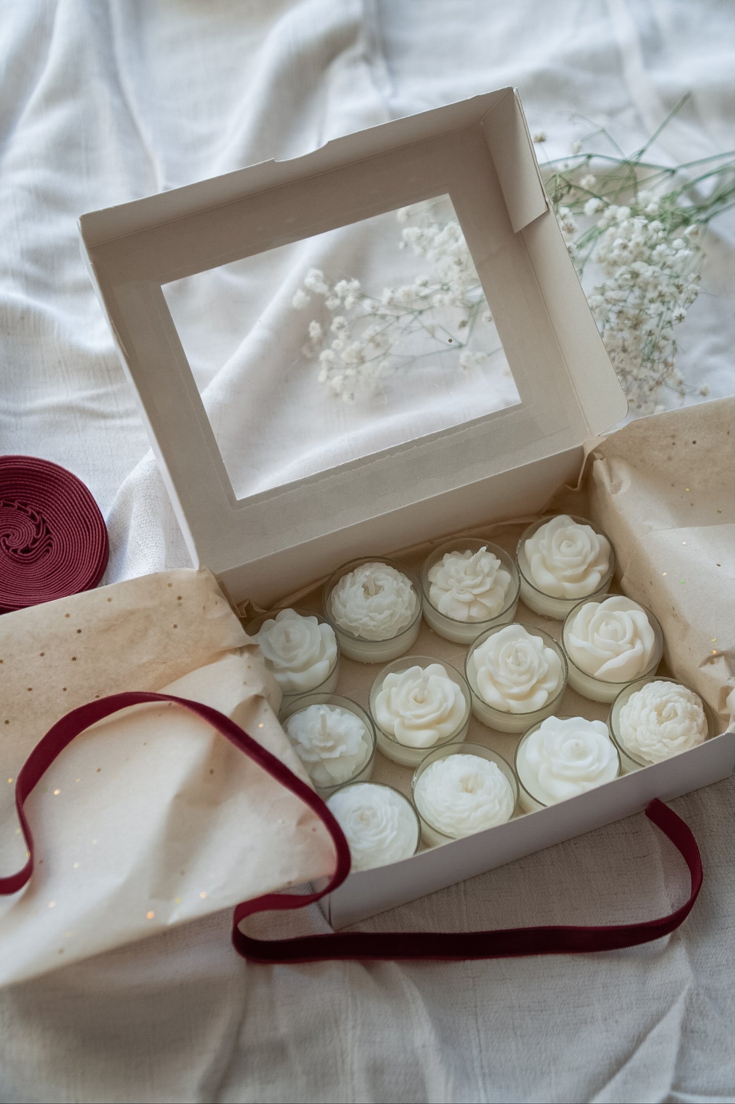 Floral Tea Light Candles - set of 12