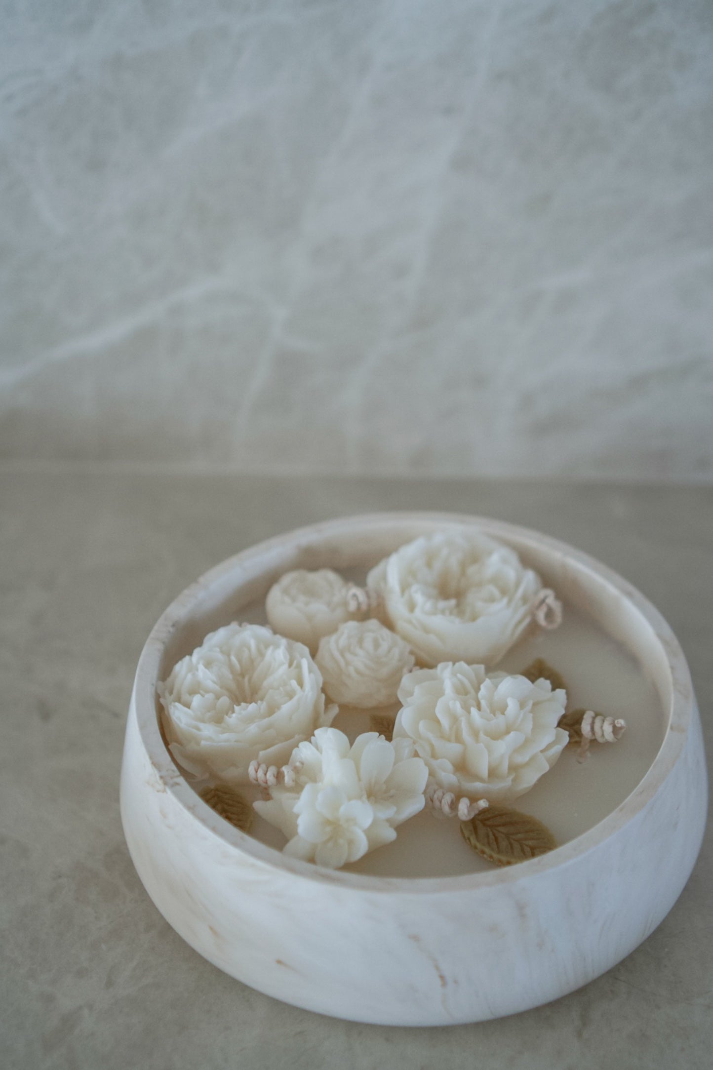 ELIA Candle – Floral Sculptural Candle in Stone Vessel