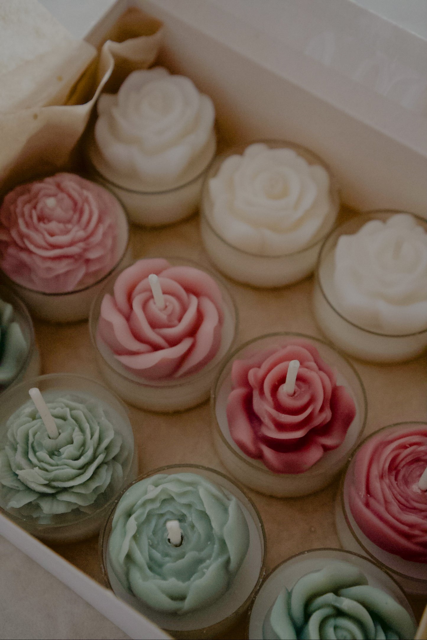 Floral Tea Light Candles - set of 12