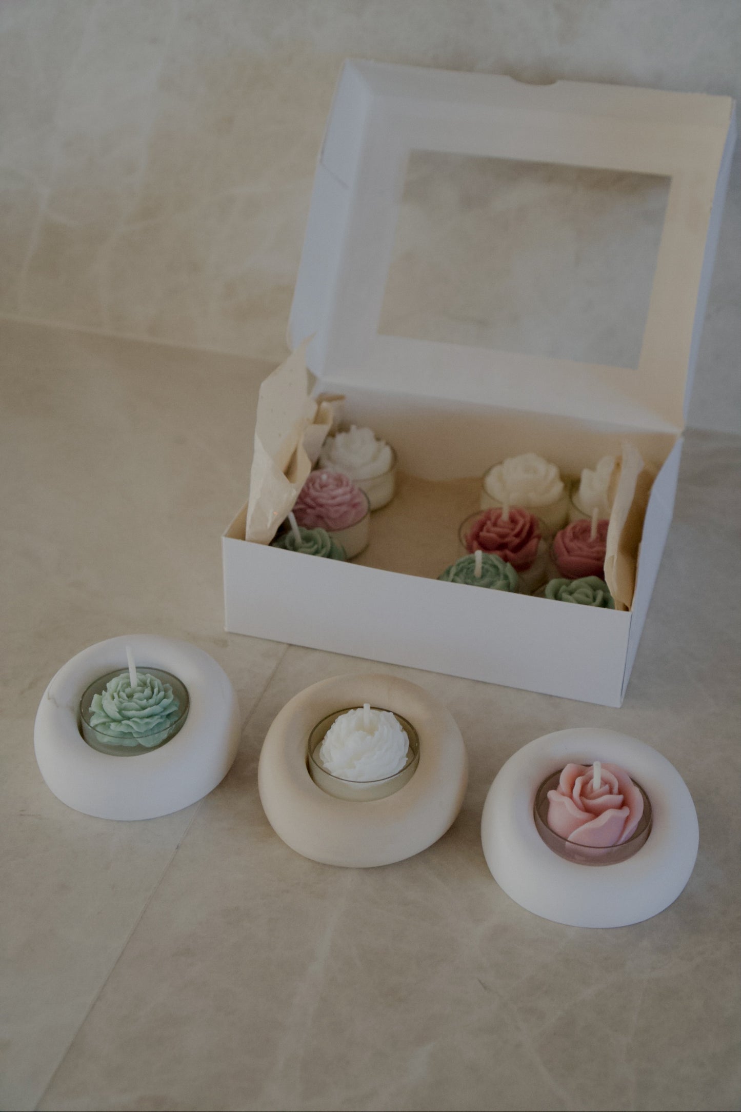 Floral Tea Light Candles - set of 12