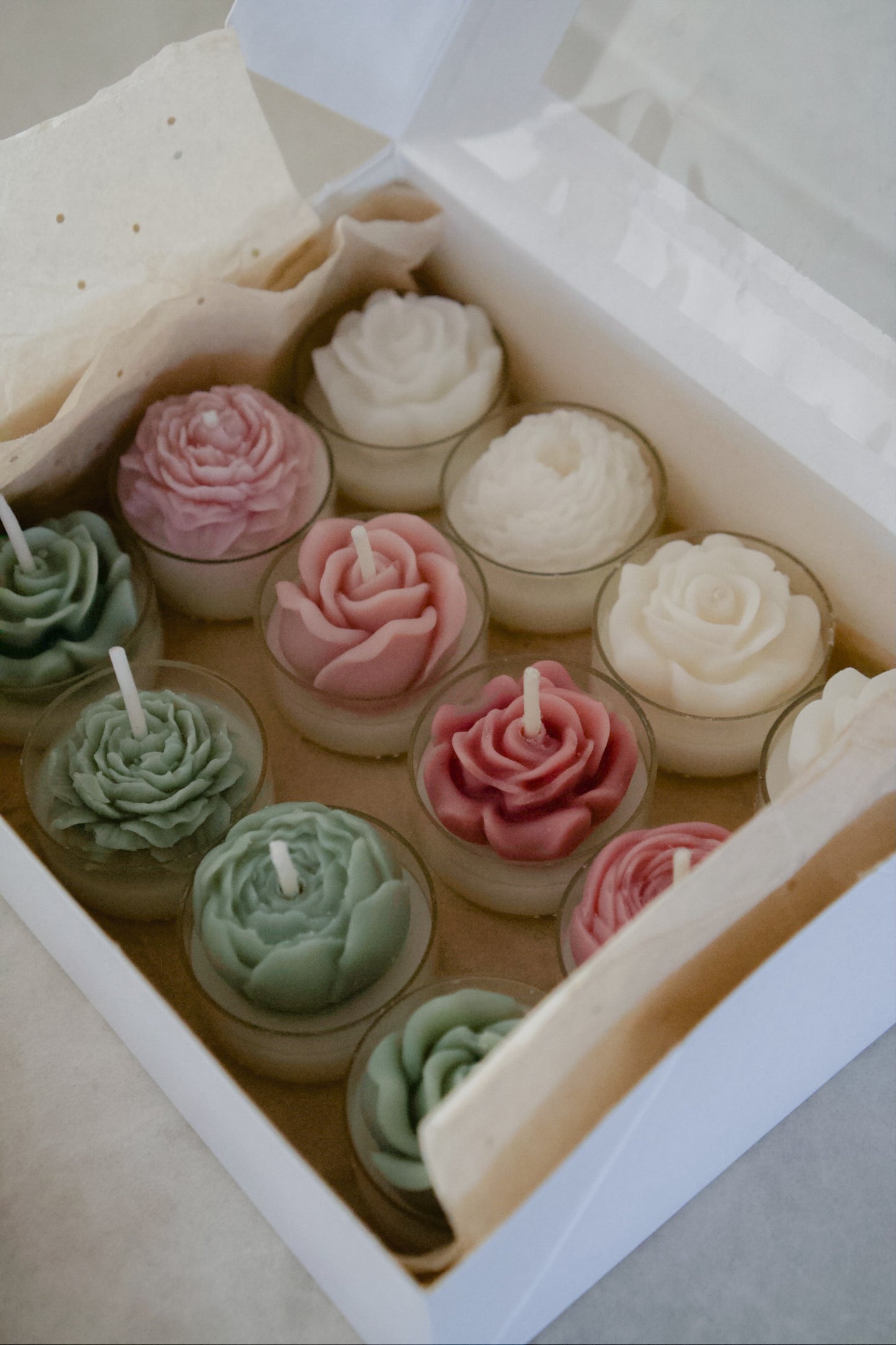 Floral Tea Light Candles - set of 12
