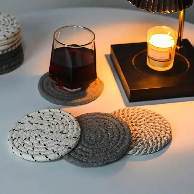 Cotton Woven Absorbent Coasters 8 Pieces Set