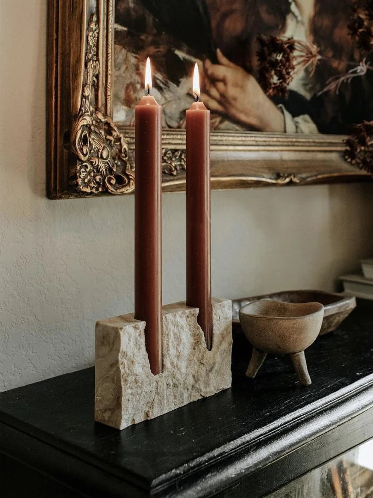 2 Holes Marble Candlestick Holder