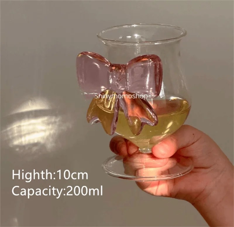 Pink Bow Glass Cup