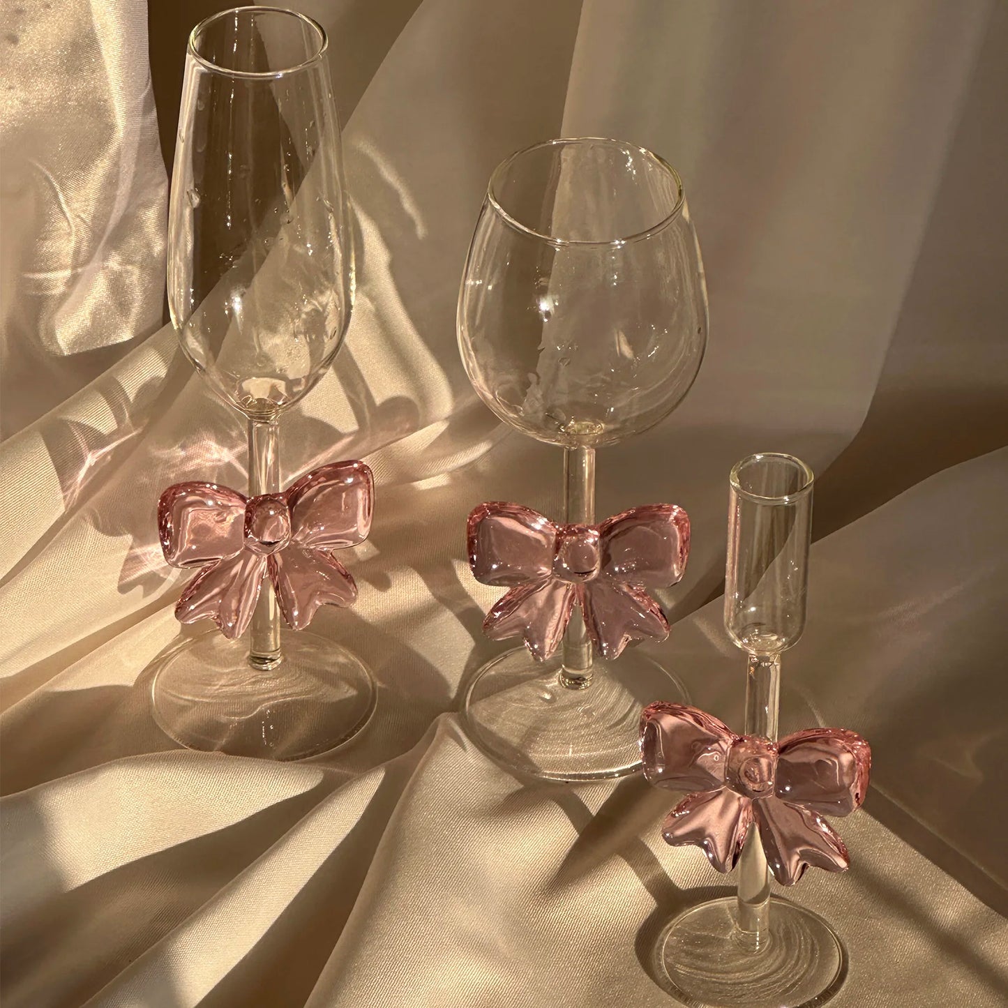 Pink Bow Glass Cup