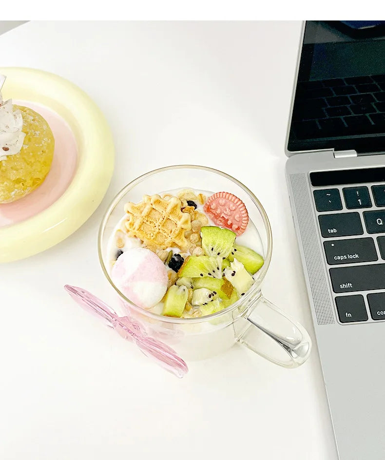 Pink Bow Glass Cup