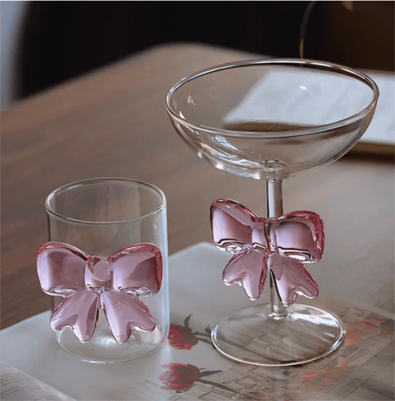 Pink Bow Glass Cup