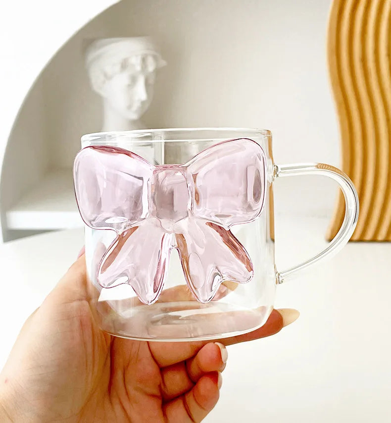 Pink Bow Glass Cup