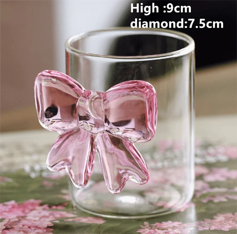 Pink Bow Glass Cup