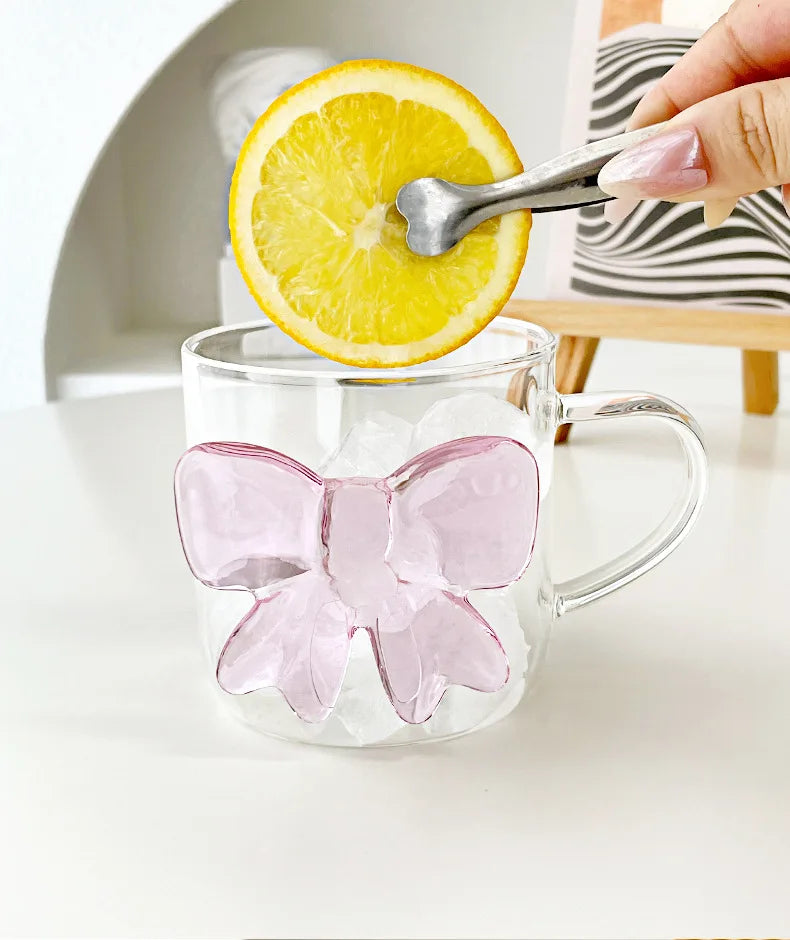 Pink Bow Glass Cup