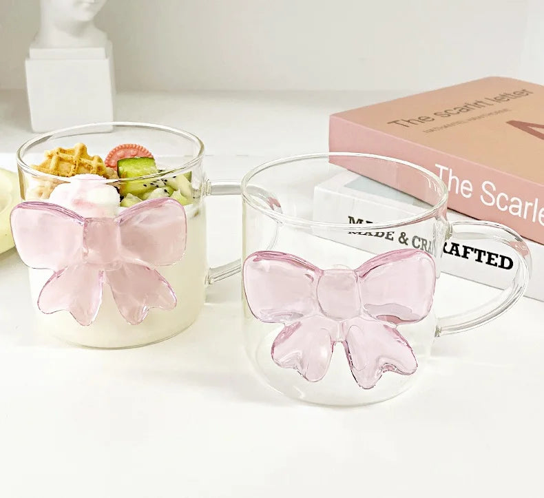 Pink Bow Glass Cup