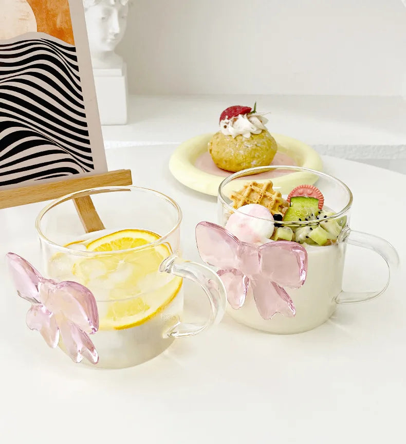 Pink Bow Glass Cup