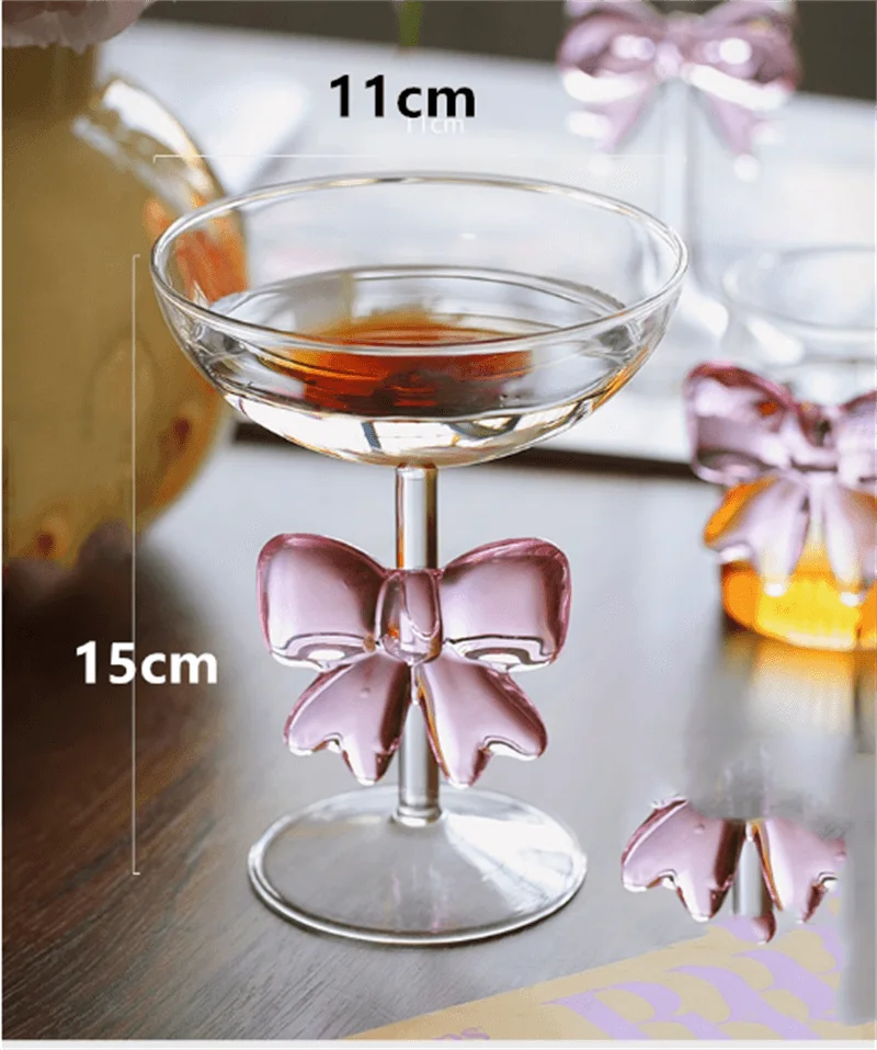 Pink Bow Glass Cup